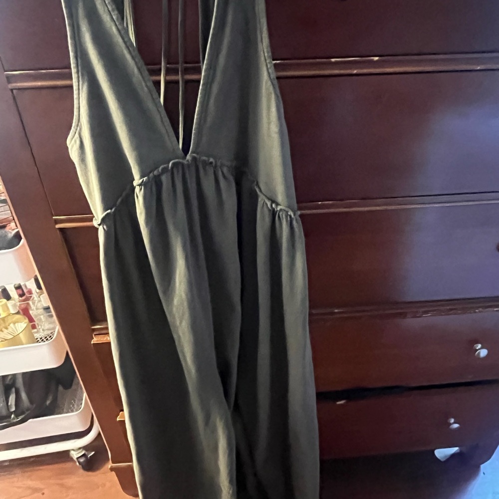 American Eagle Dark Green Sleeveless Jumpsuit